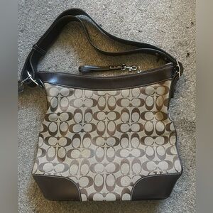 Vintage COACH canvas & leather shoulder bag